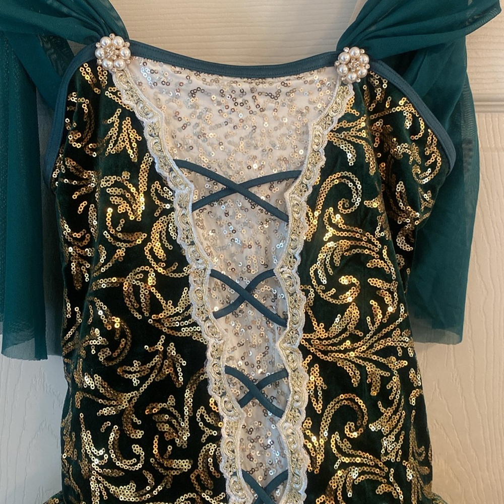 Weissman Green and Gold Theater Costume with Intricate Design, Medium Adult - Picture 4 of 7